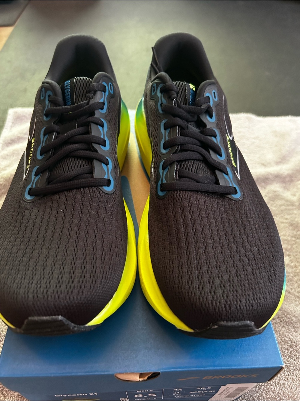 Brooks Glycerin 21 Men’s 8.5 Black Blue Nightlife NWT